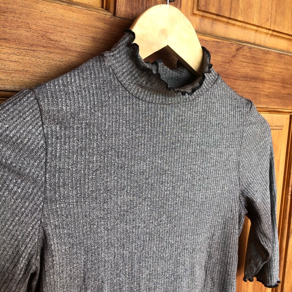 Ruffled grey business casual top